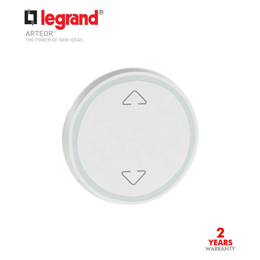 LEGRAND - Round Key Cover Arteor Bus/Scs, Up/Down Symbol, 2 Modules, White