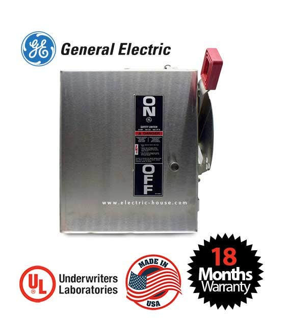 GENERAL ELECTRIC - Safety Switch, Non-Fusible, 3 Poles 30A, 240V Nema 1