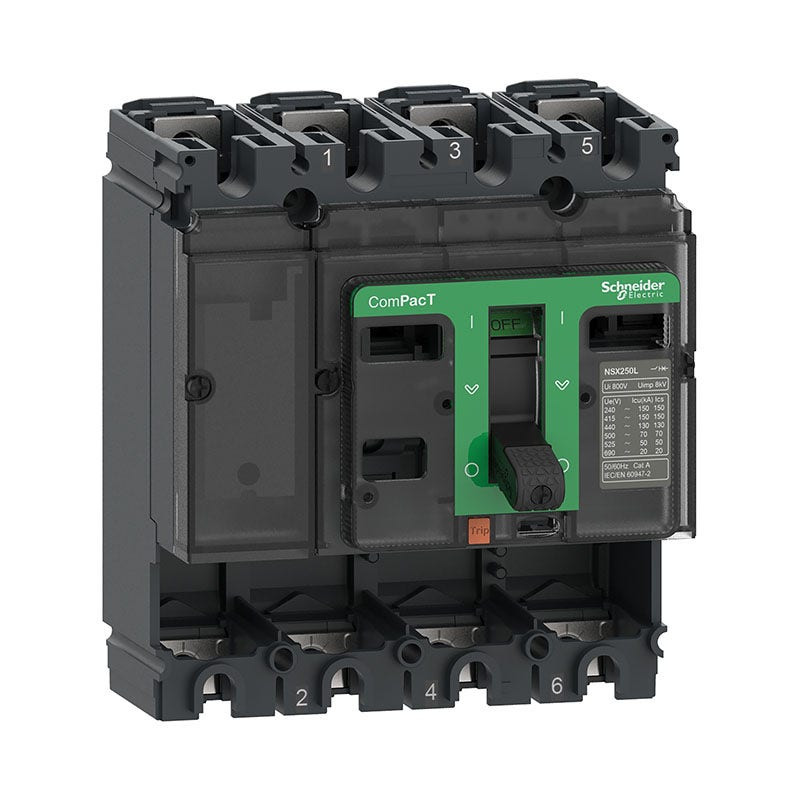 شنايدر - قاطع 160 أمبير - 4 خط - NSX160F, 160A, 4P, 36kA at 415VAC 50/60 Hz, w/o Trip Unit