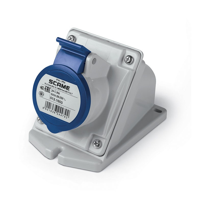 SCAME - Surface Mounting Socket, 16A, 2P+E, 6h, 200-250V, 50Hz, 60Hz, Screw Terminals