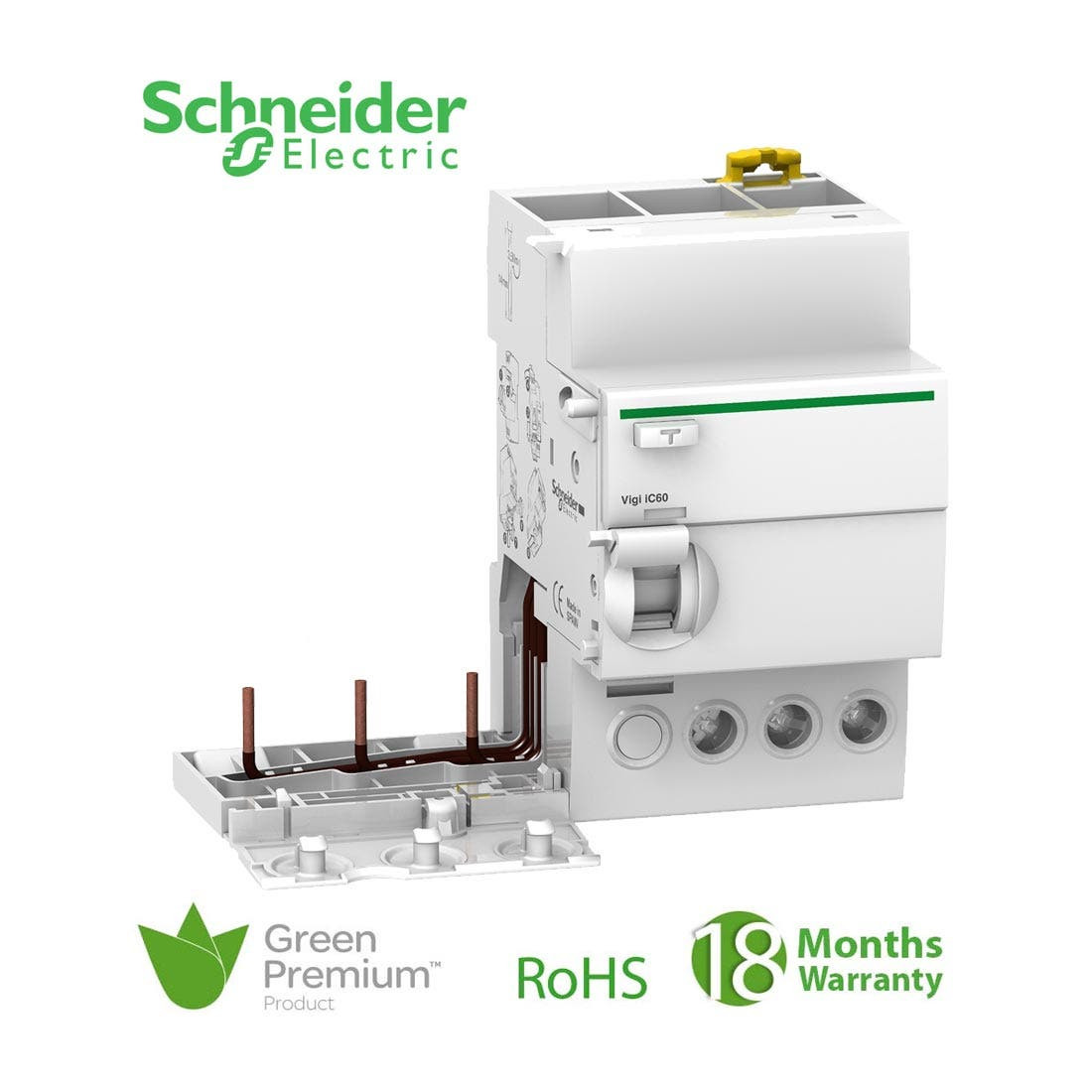 SCHNEIDER - Vigi IC60, Earth-Leakage add-on Block, 3P, 25A, 30mA, AC Type