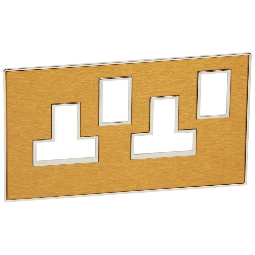 LEGRAND - Plate for SWD Socket 2G Sqr BS, Gold Brass Arteor