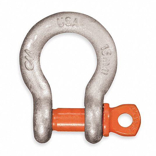 Anchor Shackle, Forged Steel Body Material, Forged Steel Pin Material, 7/16 in Body Size