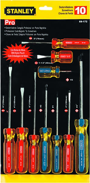 STANLEY, Pro Screw Driver 10 Pcs/Set With Pvc Bag