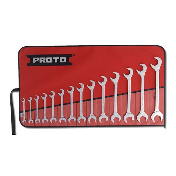 PROTO - Full Polish Angle Open-End Wrench Set, 14 Pieces