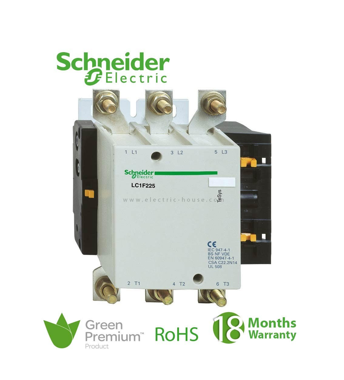 SCHNEIDER - Tesys F Contactor, 3P (3 No), AC-3, = 440 V 225 A, Coil 220 V Ac
