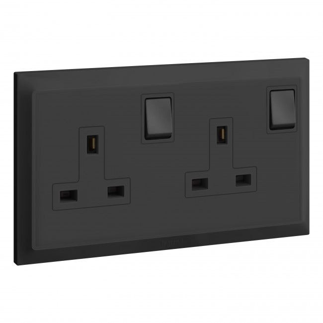 LEGRAND - British standard socket outlet Belanko S - 13A x 250V~ 2 gang double pole switched - anthracite