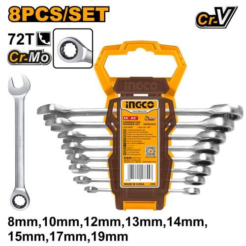 8pcs Ratchet Spanner 8-19mmطقم مفاتيح ناحية وناحية اوتوماتيكي 8 قطع