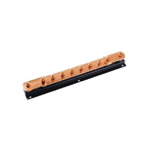 BAHRA EARTHING - Copper Earth Bar with Twin Disconnecting Link, 24 Way, 1550x90x96mm, Busbar 50x6x1550mm, with Base and Insulator