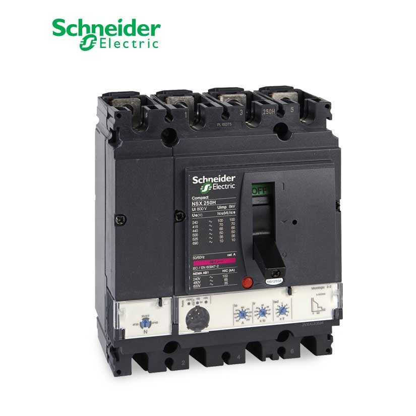 شنايدر - قاطع رئيسي 250 أمبير - ComPact NSX250N, 50kA at 415 VAC, MicroLogic 2.2 Trip Unit 250A, 4P 4d