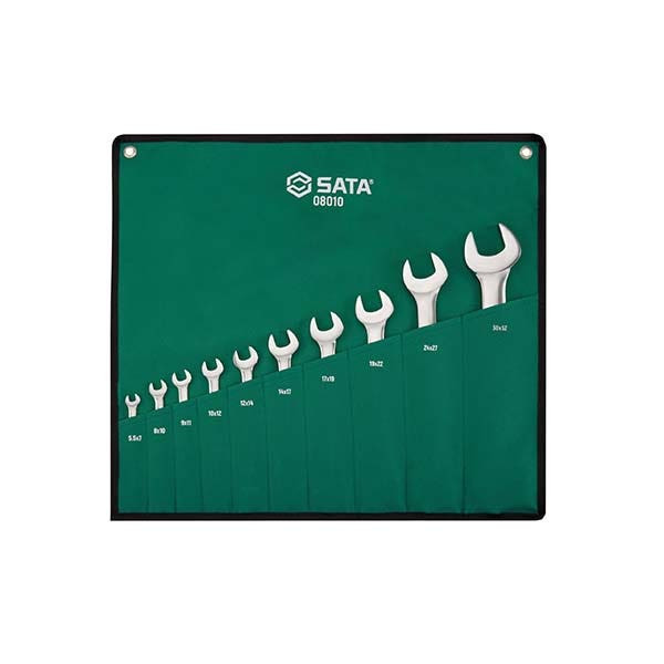 SATA - Full Polish Open End Wrench Set, 10 Pieces