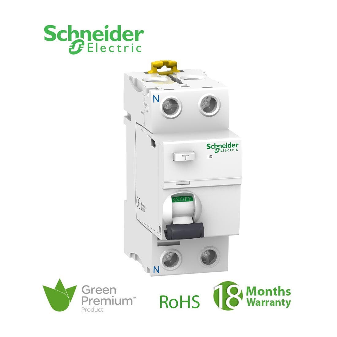 SCHNEIDER - RCCB Breaker, Acti9 iID, 2P, 63A, 30mA, Type AC