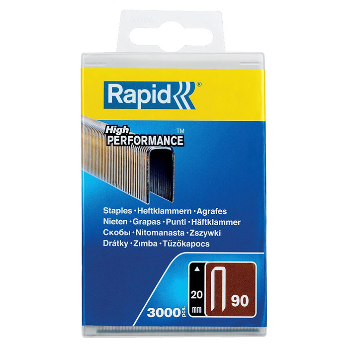Narrow Crown Gun Staples, Leg Length 20 mm, No.90, 3000 Pieces, Galvanized