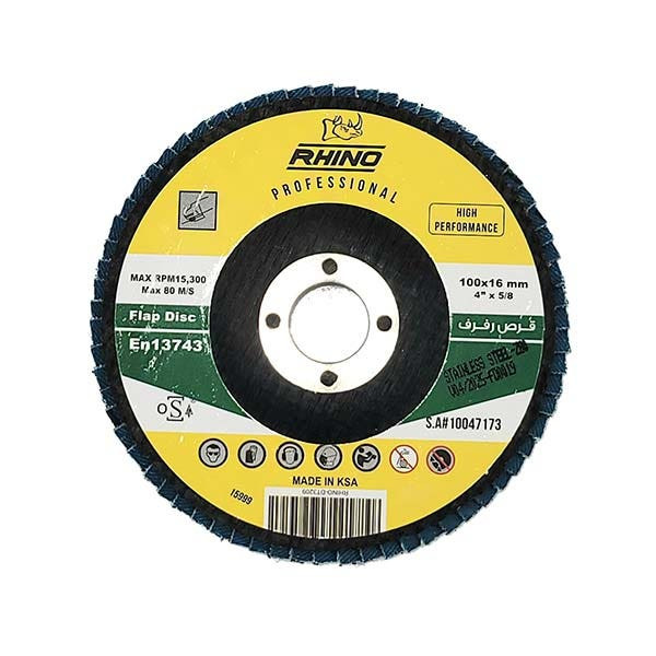 RHINO - Flap Disc SS, 4",100 x 16 mm, Z80, T27, 5 Pieces