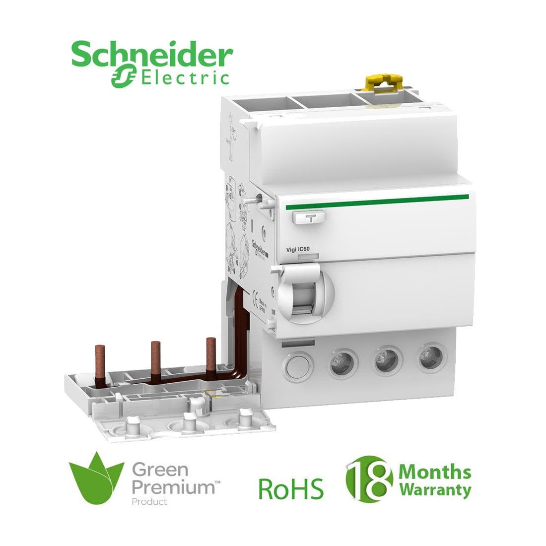 SCHNEIDER - Vigi IC60, Earth-Leakage add-on Block, 3P, 63A, 300mA, AC Type