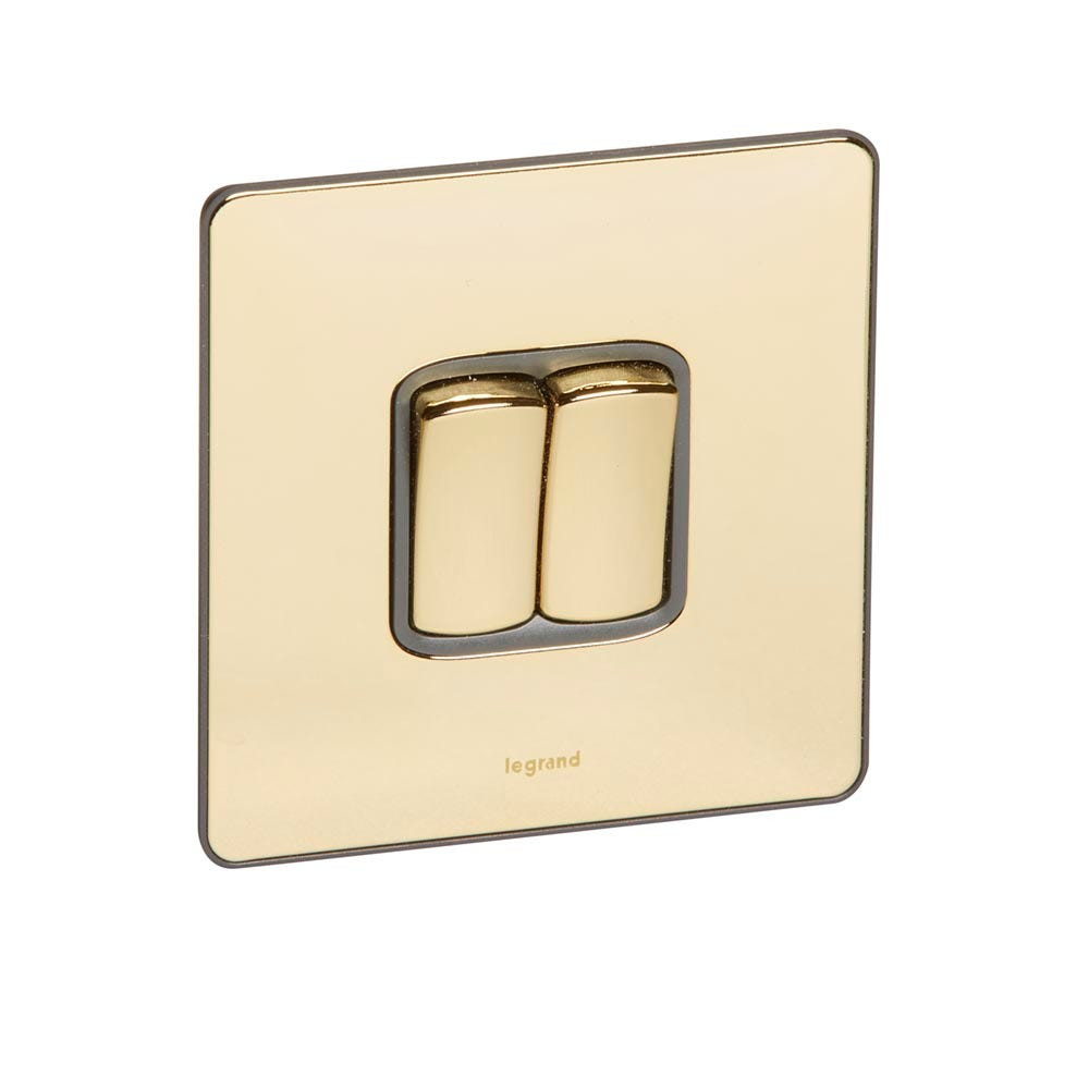 LEGRAND - Switch 20A 250V Sp Plate 2G 2Way, BS Gold, Sleek 