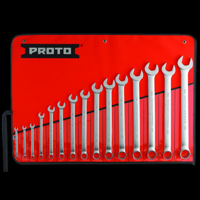 Combination Wrench Set, Alloy Steel, Satin, 15 Number of Tools