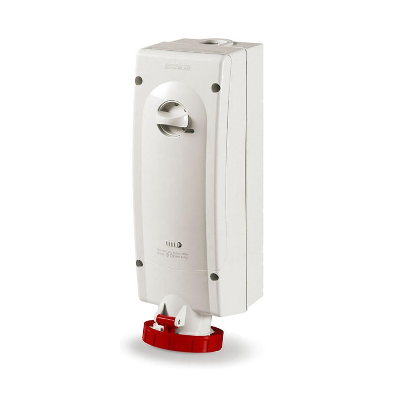 SCAME - Interlocked Socket, 63A, 3P + N + E, 6h, 346-415V, 60Hz, 50Hz, 136x390mm, Screw Terminals, with Mechanical Interlock