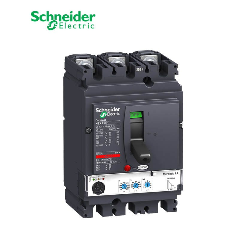 شنايدر - قاطع رئيسي 100 أمبير - ComPact NSX250F, 3P 3d, 36kA at 415 VAC, MicroLogic 2.2 Trip Unit 100A