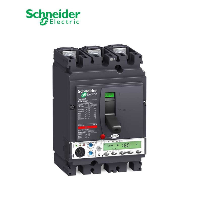 شنايدر - قاطع رئيسي 160 أمبير - ComPact NSX160F, 3P 3d, 36kA at 415 VAC, MicroLogic 5.2A Trip Unit 160A