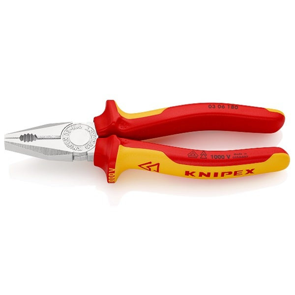 KNIPEX - Combination Pliers, Chrome Plated, Insulated, VDE, 180 mm