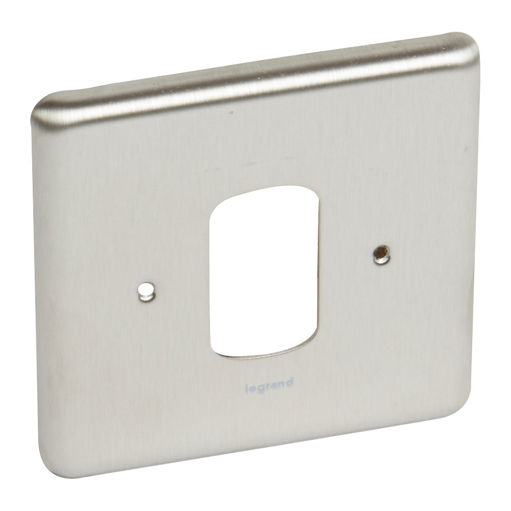 LEGRAND - Front Plate Synergy, for 1 Grid Modules, 1 Gang, Authentic Brushed Stainless Steel