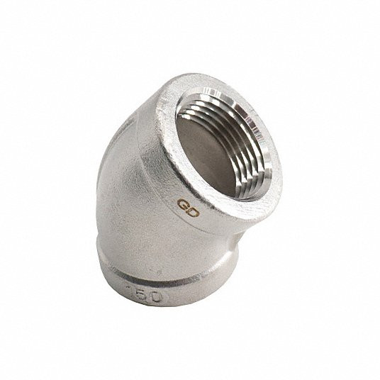 45° Elbow, 304 Stainless Steel, 1Inch x 1Inch Fitting Pipe Size, Female NPT x Female NPT, Class 150