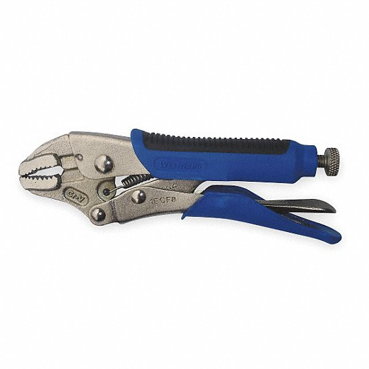 Locking Plier, Curved, Quick Release, 1 22/25 inch Max Jaw Opening, 10 inch Overall Length, 1 1/8 in Jaw Length