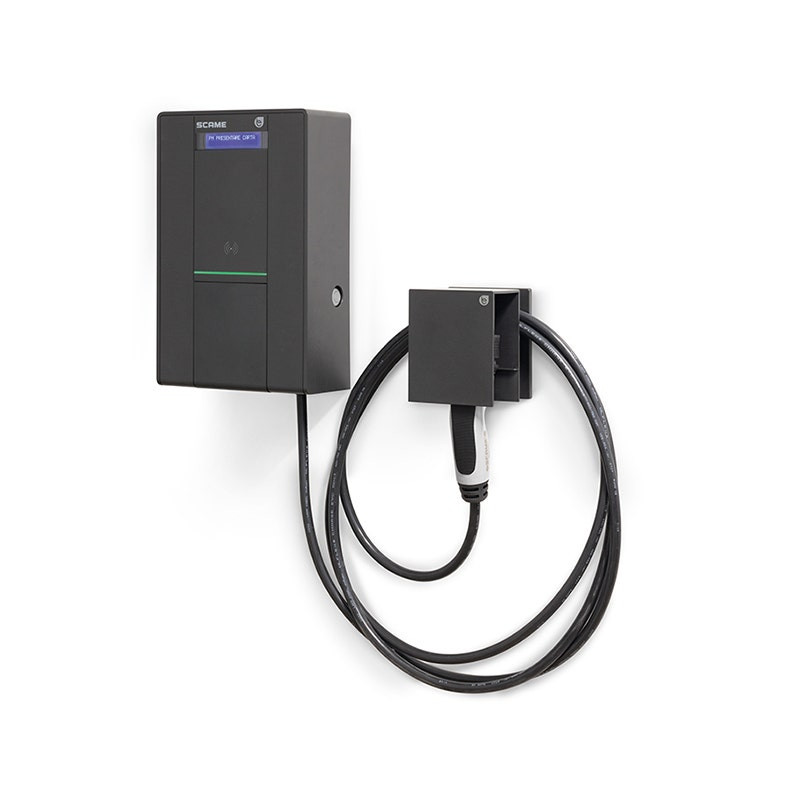 SCAME - Wall Box Cable + Socket Type 2, 1P+N+E, 32A 230V, 7.4kW, IP55, IK10, Type 2, 5m, OCPP 1.6 JSON