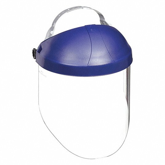 Ratchet Faceshield Assembly: Clear Visor, Polycarbonate, Ratchet, Dielectric Protection