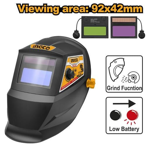 Auto-darkening welding helmet 92×42mm variable shade, 9 ~13ماسك لحام اسود اوتوماتيكي