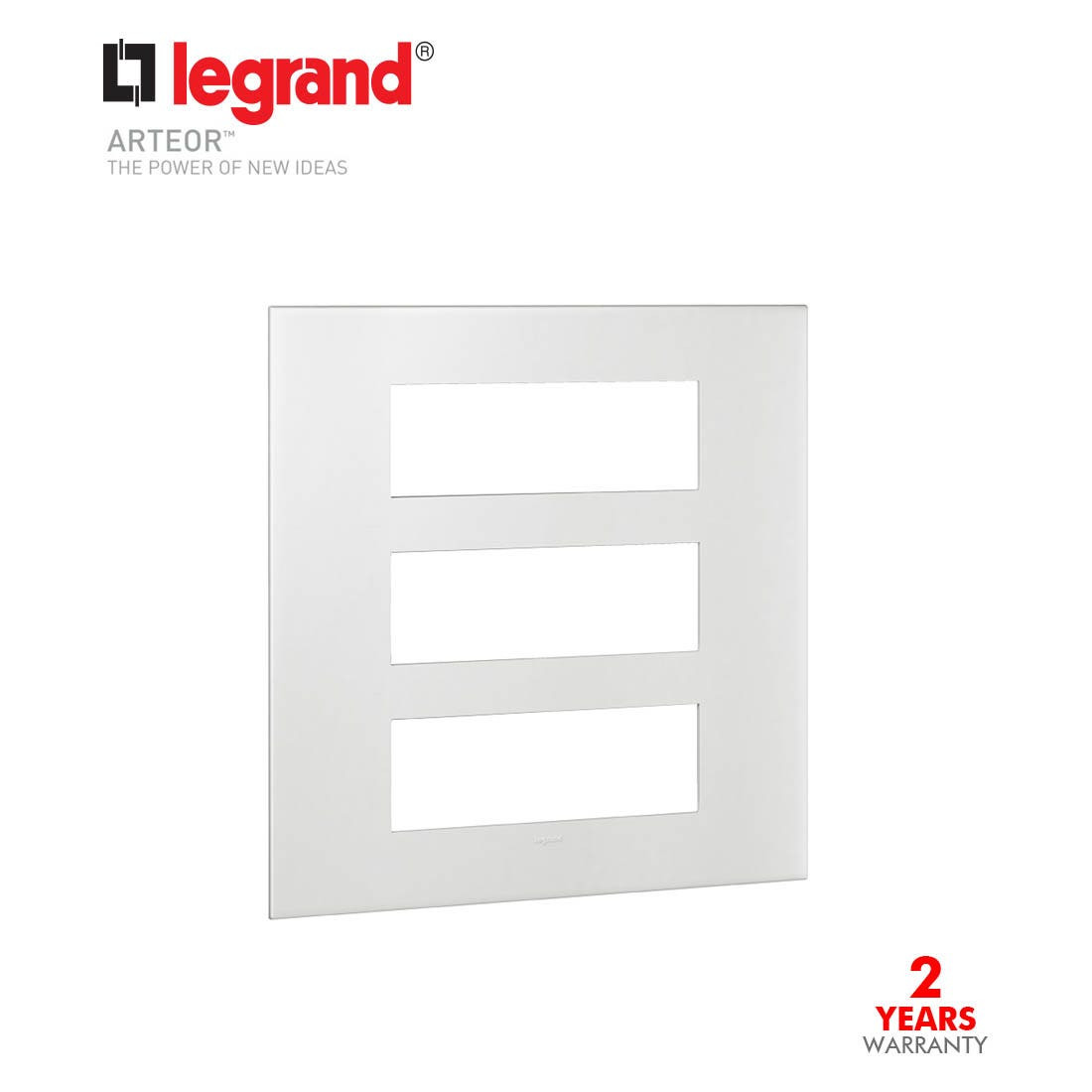 LEGRAND - Plate 3x6Mod Sqr BS Std, White Arteor