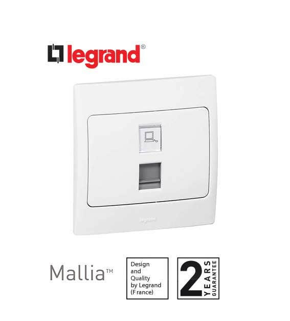 DISCONTINUED LEGRAND - Data Socket Mallia, RJ 45, Cat. 6, UTP, White