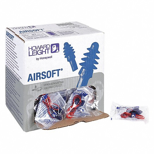 Flanged Ear Plugs, 27 dB Noise Reduction Rating NRR, Corded, M, Blue, PK 100