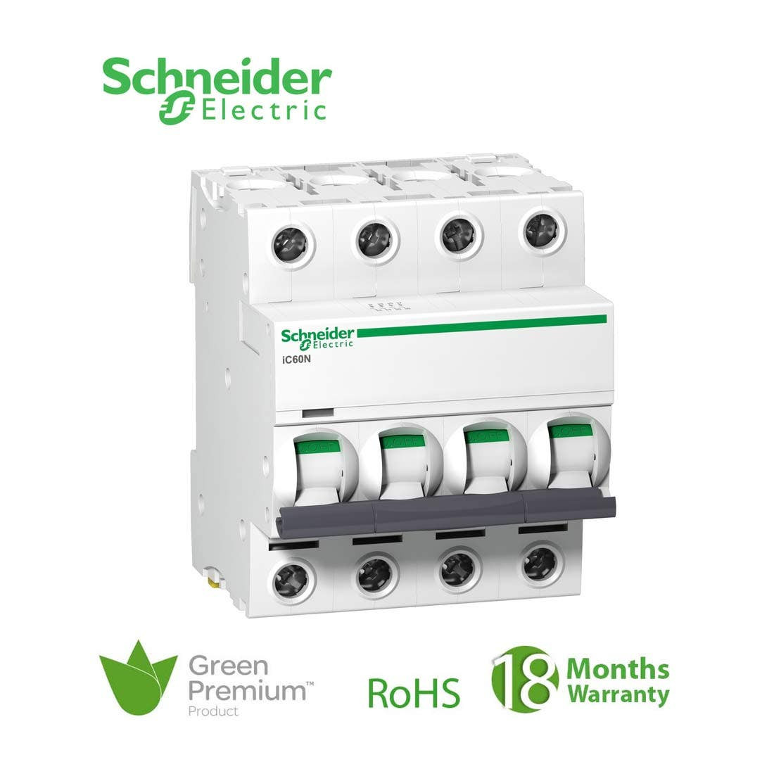 SCHNEIDER - MCB Breaker, Acti9 iC60N, 4P, 25A, D curve 