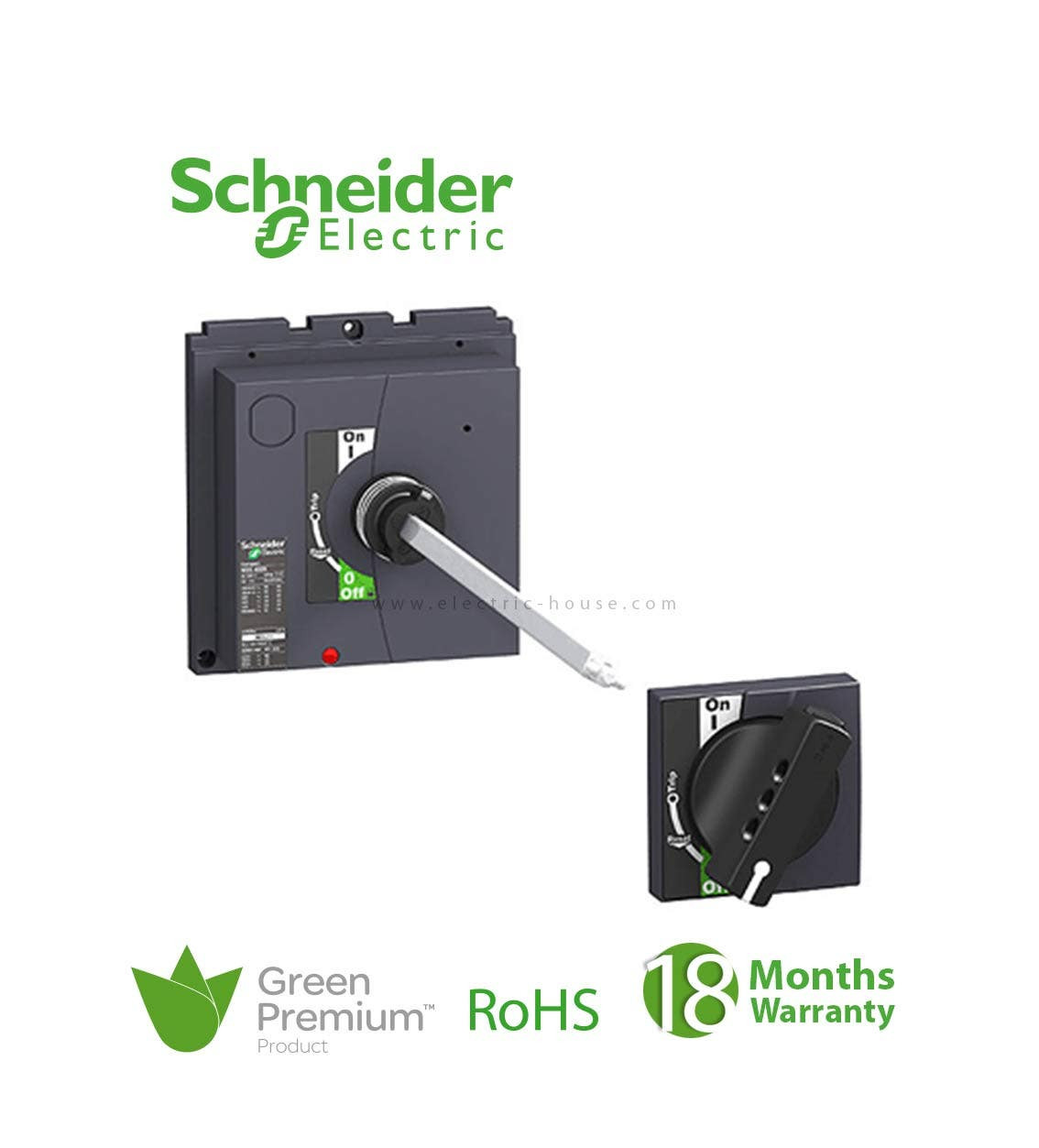SCHNEIDER - Extended Rotary Handle, ComPact NSX 400/630, Black Handle, Shaft Length 209 to 600mm, IP55