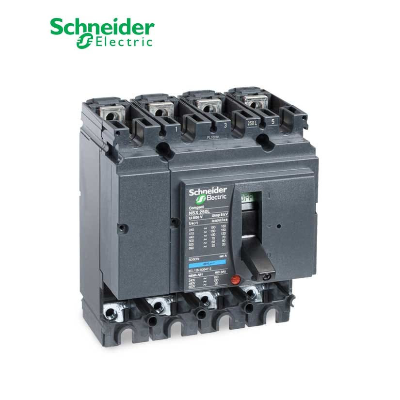 SCHNEIDER - MCCB Breaker Basic Frame, ComPact NSX250N, 250A, 4P, 50kA at 415 VAC 50/60 Hz, w/o Trip Unit 