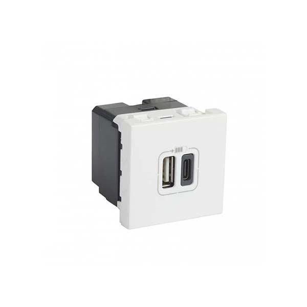 LEGRAND - Charging Socket Arteor, USB Type-A + USB Type-C, 3A/15W, 5V, 2 Modules, White