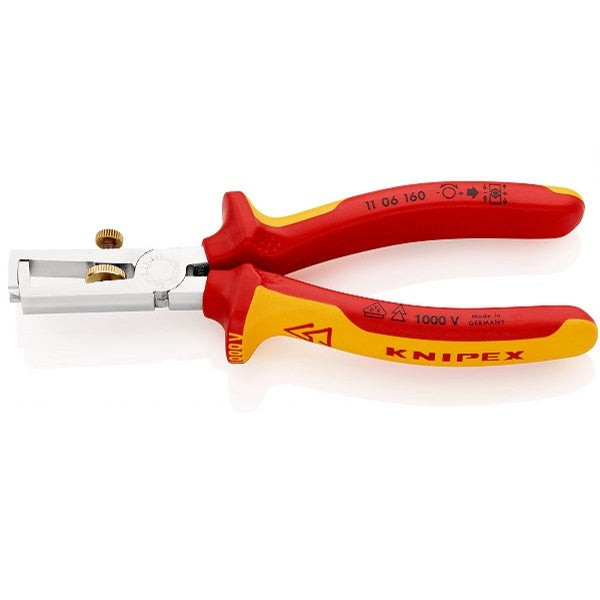 KNIPEX - Insulation Stripper with Opening Spring, Universal, Chrome Plated, Insulated, VDE, 160 mm
