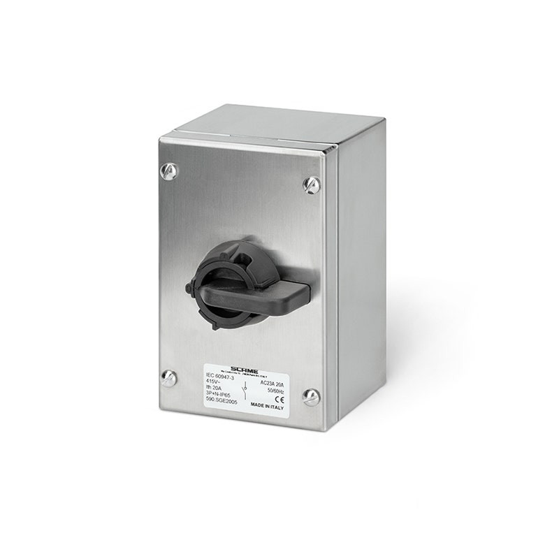 SCAME - Enclosed Switch Disconnector, 20A (AC22A/ AC23A), 3P + N, IP65, 100x160x90mm, Y1 IK10, General Grey/Black