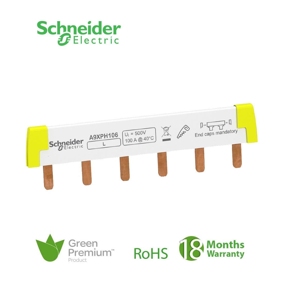 SCHNEIDER - Acti9, Comb Busbar, 1L, 18mm Pitch, 6 Modules, 100A