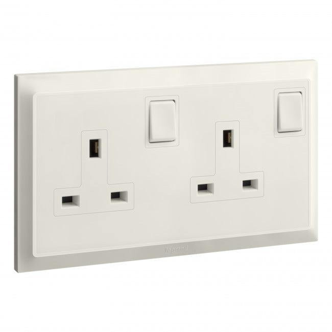 LEGRAND - British standard socket outlet Belanko S - 13A x 250V~ 2 gang double pole switched - Ivory