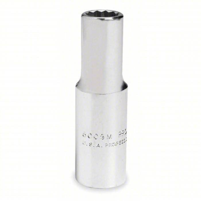 Socket, 3/8 inch Drive Size, 15 mm Socket Size, 12-Point, Alloy Steel, Deep Depth, Chrome Finish