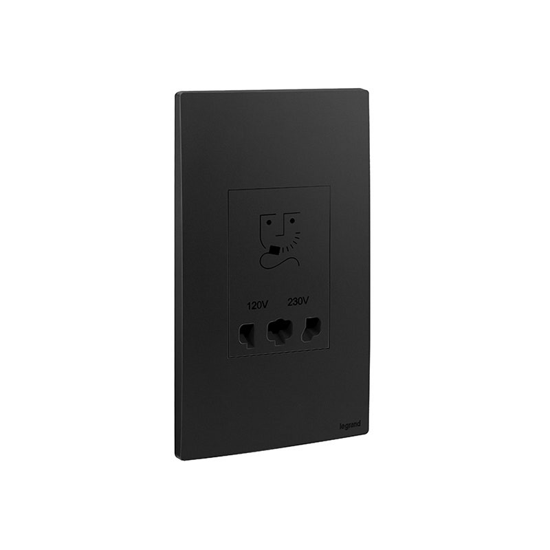 LEGRAND - Shaver Socket Outlet Mallia Senses, 2 Gang, 120/240V, Matt Black