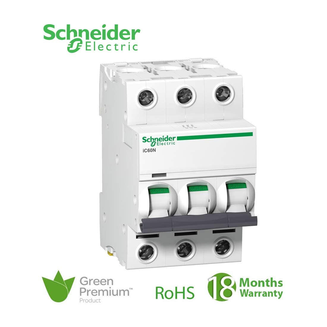 SCHNEIDER - MCB Breaker, Acti9 iC60N, 3P, 32A, D curve 