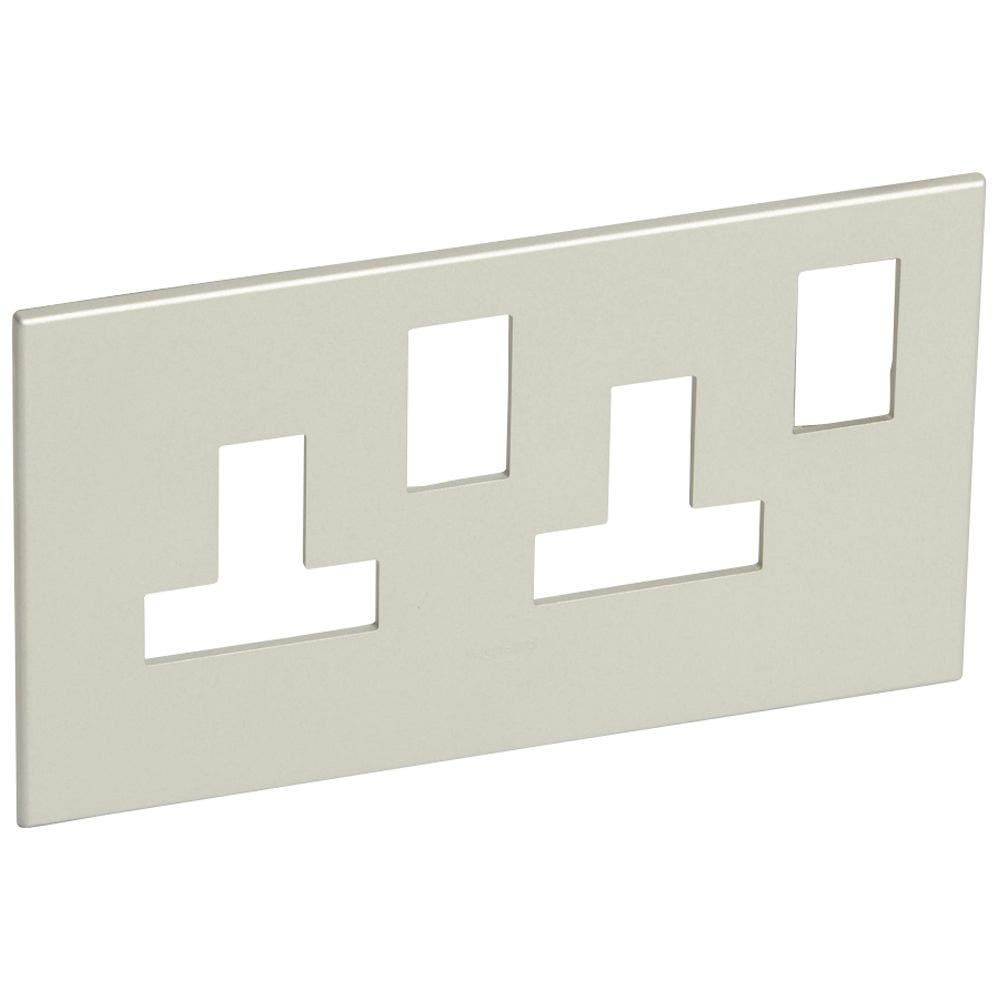 LEGRAND - Plate for SWD Socket 2G Sqr BS, Pearl Aluminum Arteor