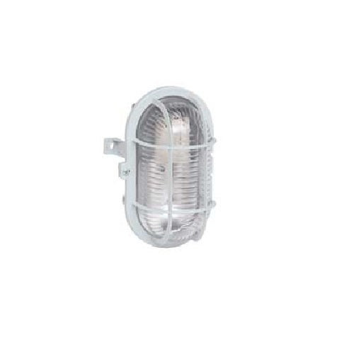 LEGRAND - Bulkhead Light, IP44, IK06, Oval 60 W-E27, Plastic Grid Screw Fixing -Grey
