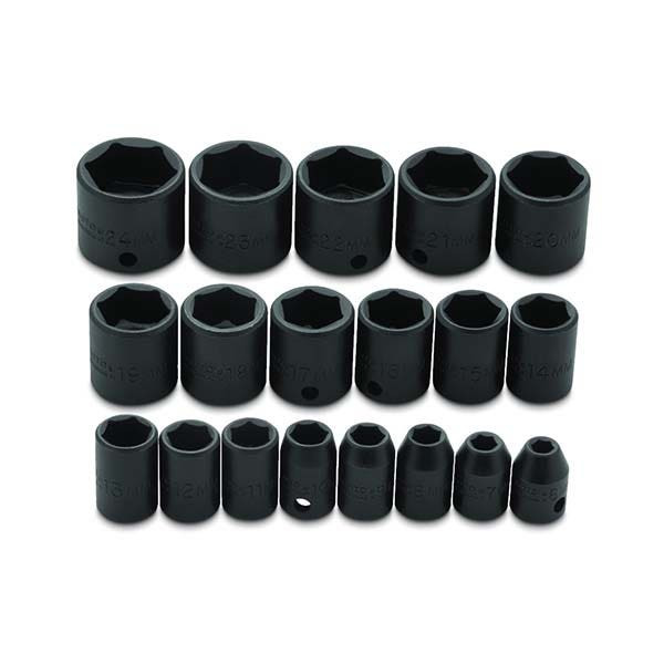 PROTO - 3/8" Drive Metric Impact Socket Set, 19 Pieces, 6 Point