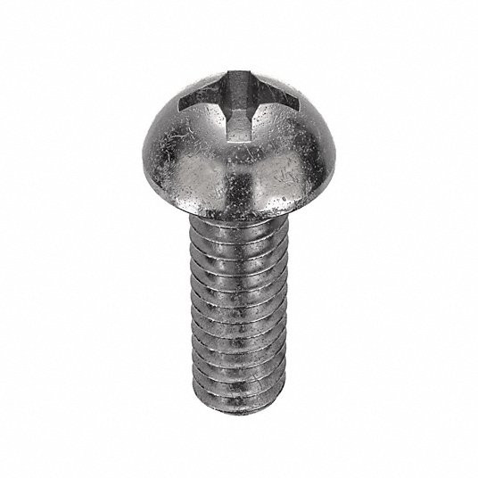 Machine Screw, #10-32, Round, Phillips, 18-8 (304) Stainless Steel, Plain, 1/2Inch Length