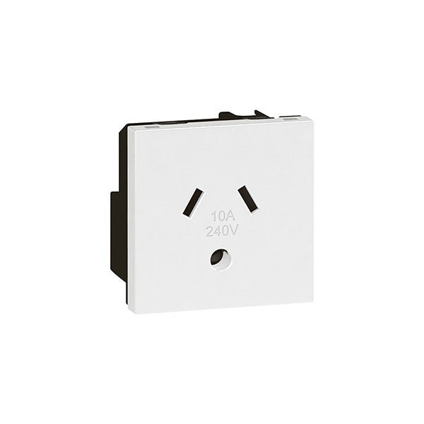 LEGRAND - Socket Arteor, Australian, 10A, 2P+E Auto-Switched with Round Earth, Square, 2 Modules, White